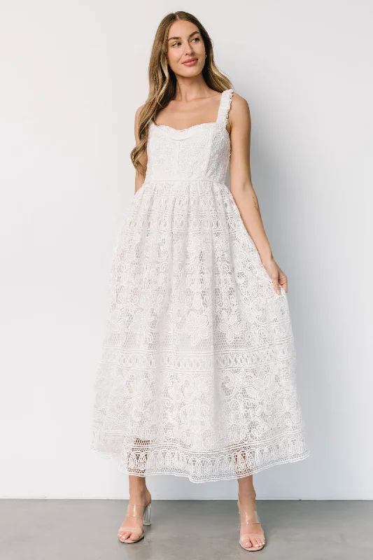 Plaid midi dresses for a fall - themed family gathering Evangeline Lace Dress | Off White