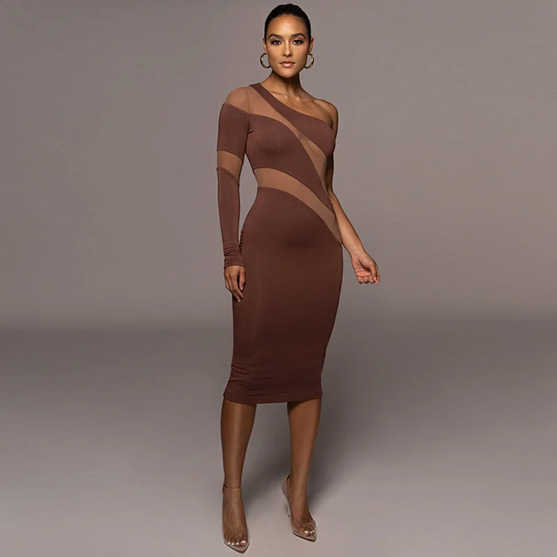 Midi dresses with ruched sleeves for a more fitted and stylish arm look Jill Mesh See Through Patchwork Midi Dress Midi dresses with ruched sleeves for a more fitted and stylish arm look Jill Mesh See Through Patchwork Midi Dress