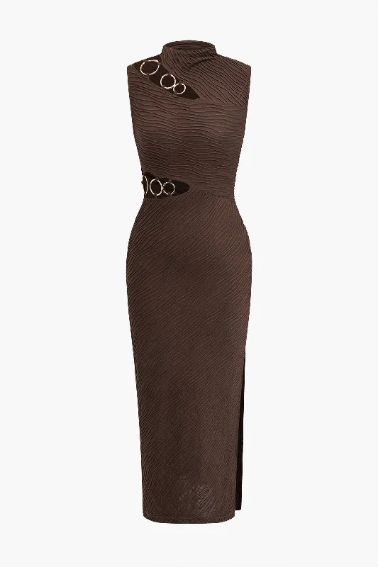 Midi dresses with halter necks for a stylish and comfortable option Solid Metallic Tank Cut Out Asymmetrical Midi Dress Midi dresses with halter necks for a stylish and comfortable option Solid Metallic Tank Cut Out Asymmetrical Midi Dress