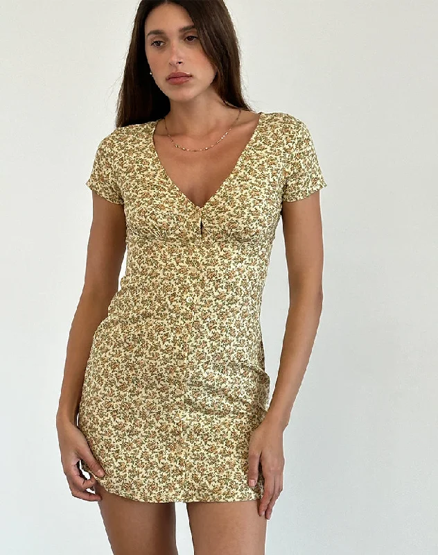 Mini dresses with embroidered details for a unique touch Omoni Dress in Washed Ditsy Yellow Mini dresses with embroidered details for a unique touch Omoni Dress in Washed Ditsy Yellow