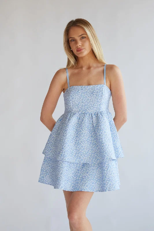 Sheer mini dresses with lace inserts Eileen Floral Jacquard Tiered Babydoll Mini Dress Sheer mini dresses with lace inserts Eileen Floral Jacquard Tiered Babydoll Mini Dress