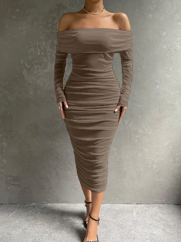 Midi dresses with polka dot prints for a playful summer outfit Victoria Off Shoulder Mesh Party Dress Midi dresses with polka dot prints for a playful summer outfit Victoria Off Shoulder Mesh Party Dress