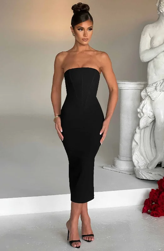 Sleeveless midi dresses with lace details for summer weddings Amore Midi Dress - Black Sleeveless midi dresses with lace details for summer weddings Amore Midi Dress - Black