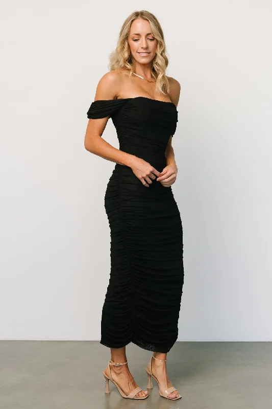 Midi dresses with polka dot prints for a playful summer outfit Alessandra Mesh Midi Dress | Black Midi dresses with polka dot prints for a playful summer outfit Alessandra Mesh Midi Dress | Black