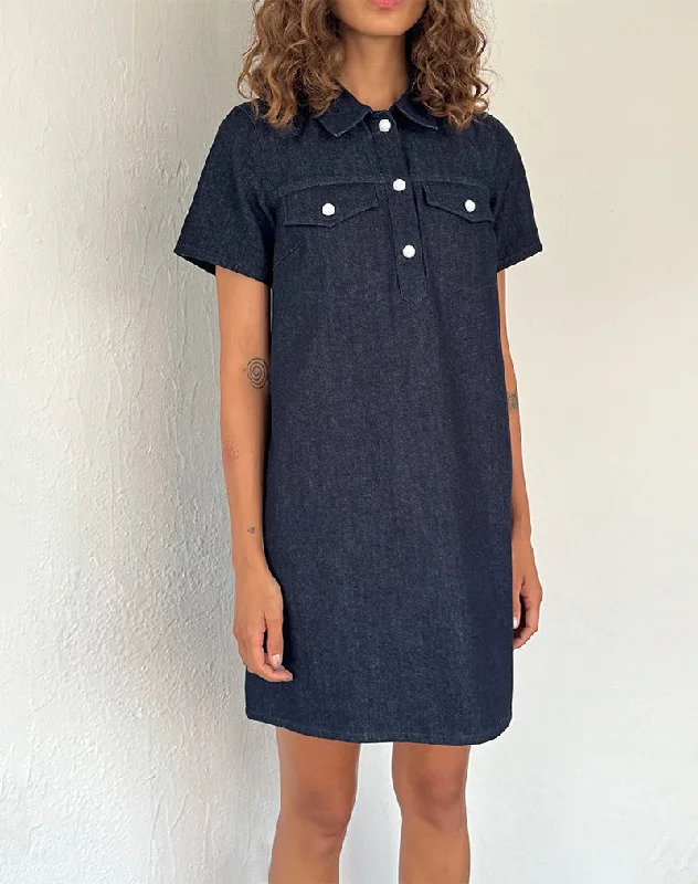 Mini dresses with pleated skirts for a classic look Reiga Smock Mini Dress in Denim Indigo Mini dresses with pleated skirts for a classic look Reiga Smock Mini Dress in Denim Indigo