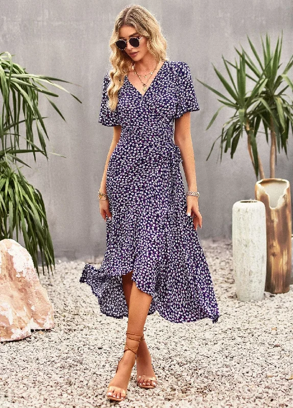 Midi dresses with button - down skirts for a unique and functional design Joanna Floral Print A-line Split Summer Midi Dress Midi dresses with button - down skirts for a unique and functional design Joanna Floral Print A-line Split Summer Midi Dress