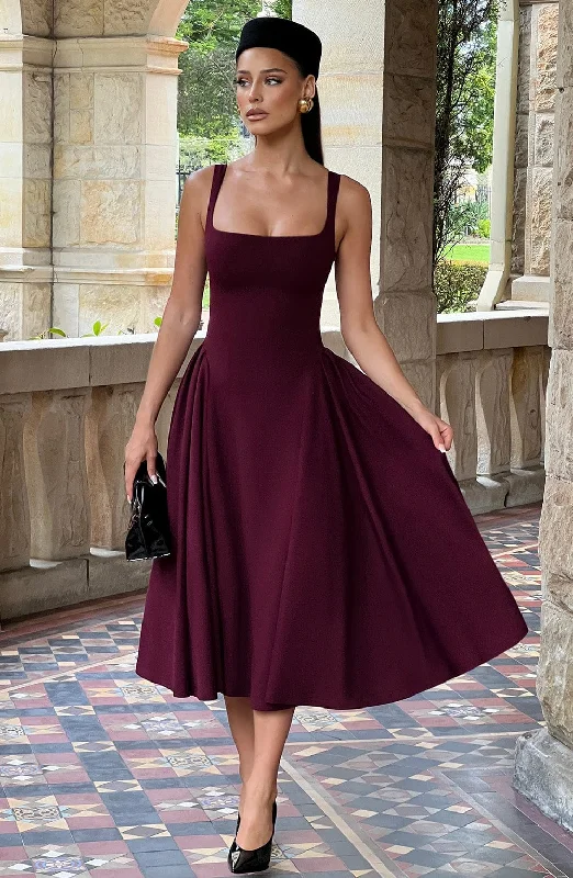 Maxi - inspired midi dresses with flowing fabrics for a beachy vibe Betty Midi Dress - Cherry Lacquer Maxi - inspired midi dresses with flowing fabrics for a beachy vibe Betty Midi Dress - Cherry Lacquer