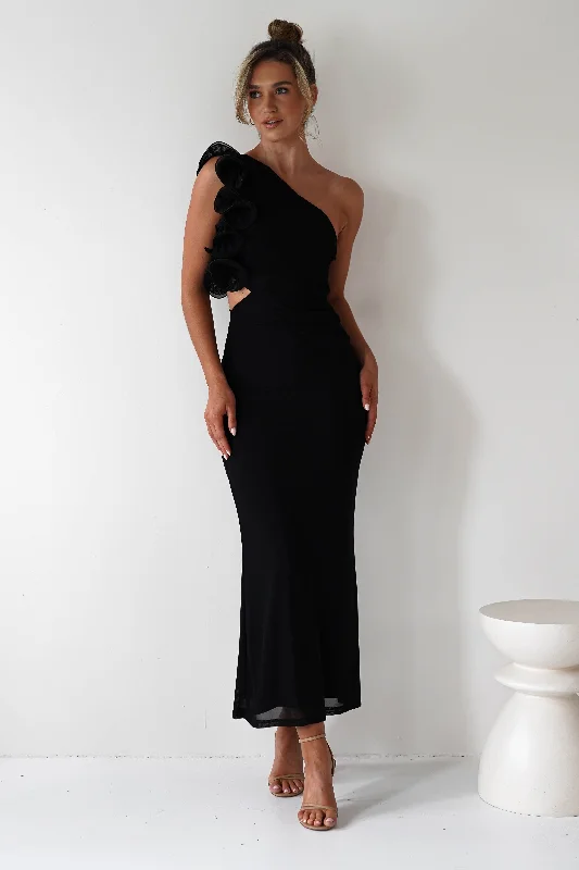 Midi dresses with pom - pom trims for a playful and festive look Sydney Bodycon Maxi Dress | Black Midi dresses with pom - pom trims for a playful and festive look Sydney Bodycon Maxi Dress | Black