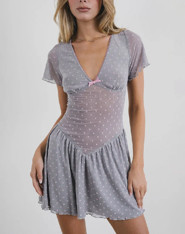Mini dresses with spaghetti straps for a delicate look Geni Mini Dress in Heart Flock Grey Mini dresses with spaghetti straps for a delicate look Geni Mini Dress in Heart Flock Grey