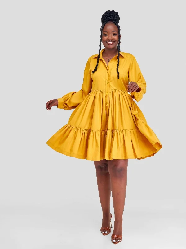 Mini dresses with one - shoulder designs Izulu Kenderi Dress - Mustard