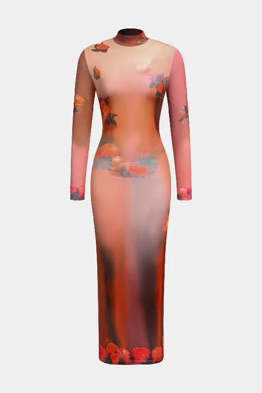 Sleeveless midi dresses with lace details for summer weddings Floral Print Mock Neck Long Sleeve Midi Dress Sleeveless midi dresses with lace details for summer weddings Floral Print Mock Neck Long Sleeve Midi Dress