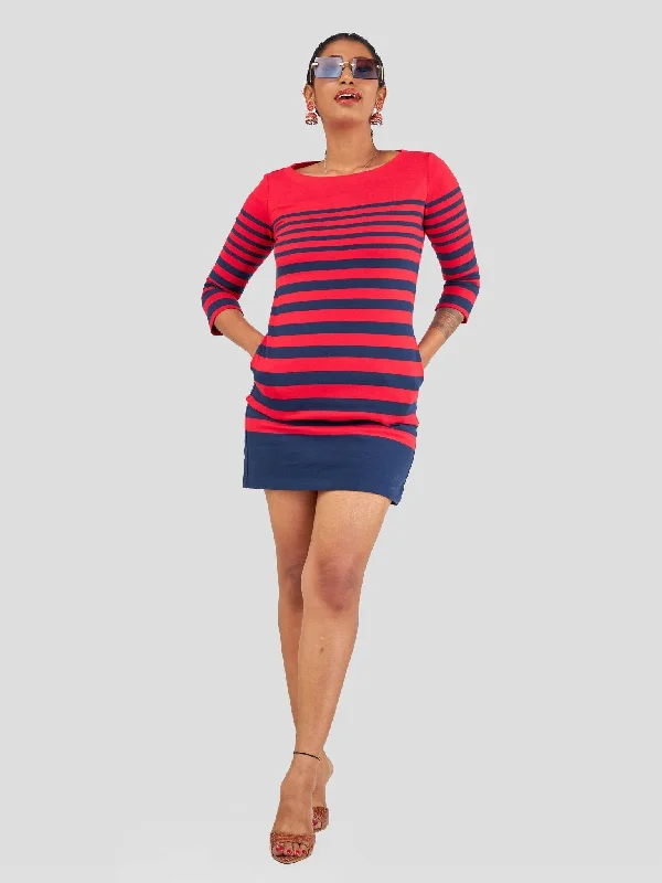 Plaid mini dresses for fall fashion Hessed Short Sleeved Dress - Red