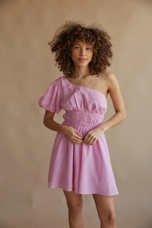 Mini dresses with button - down fronts Charlotte One Shoulder Puff Sleeve Babydoll Mini Dress Mini dresses with button - down fronts Charlotte One Shoulder Puff Sleeve Babydoll Mini Dress