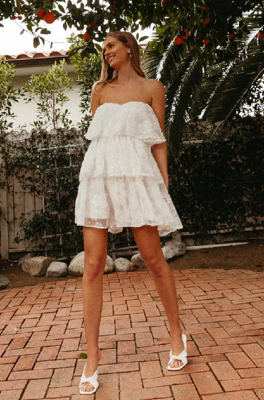 Mini dresses with wrap - around styles Masie Floral Sequin Strapless Babydoll Mini Dress Mini dresses with wrap - around styles Masie Floral Sequin Strapless Babydoll Mini Dress