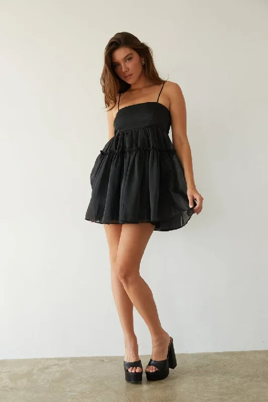 Leather mini dresses for a edgy style Noah Organza Babydoll Mini Dress