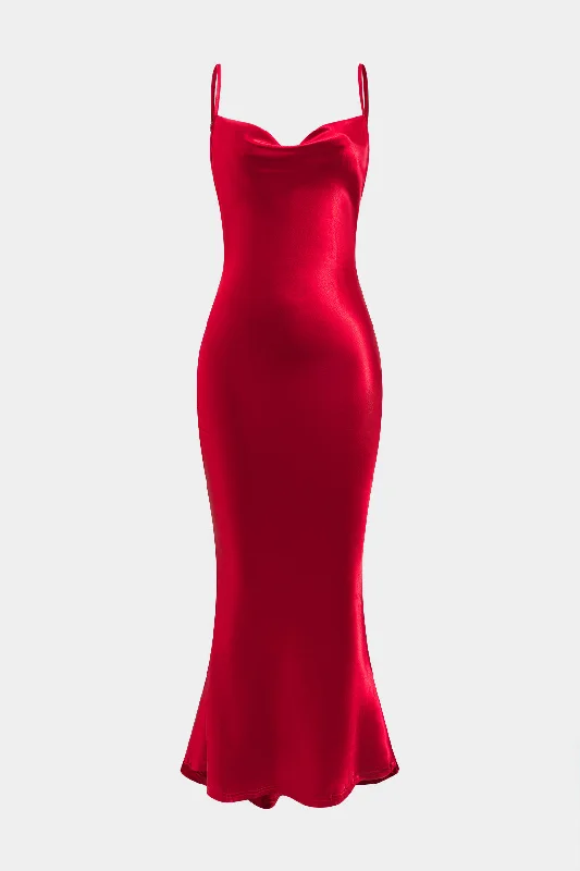 Midi dresses with asymmetric hems for a fashion - forward and dynamic appearance Satin Backless Slip Midi Dress Midi dresses with asymmetric hems for a fashion - forward and dynamic appearance Satin Backless Slip Midi Dress