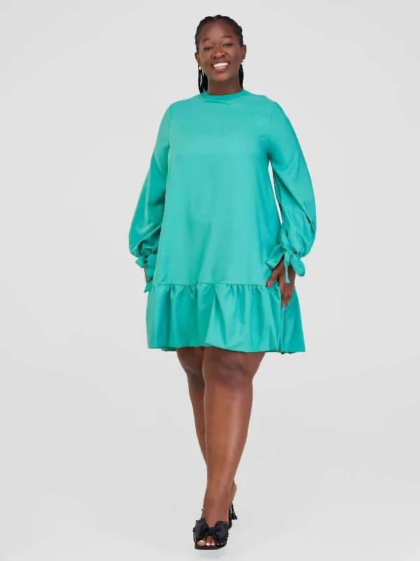 Ruffled mini dresses for a romantic touch Stylish Sisters/Short and Mini Dress - Green Ruffled mini dresses for a romantic touch Stylish Sisters/Short and Mini Dress - Green