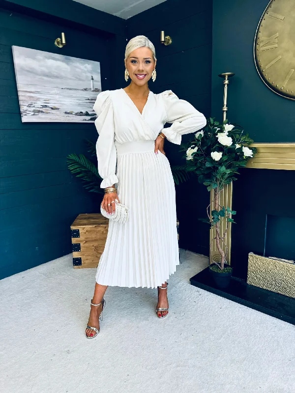 Midi dresses with animal prints for a bold and confident appearance Aisling Pleated Midi Dress Almond Midi dresses with animal prints for a bold and confident appearance Aisling Pleated Midi Dress Almond
