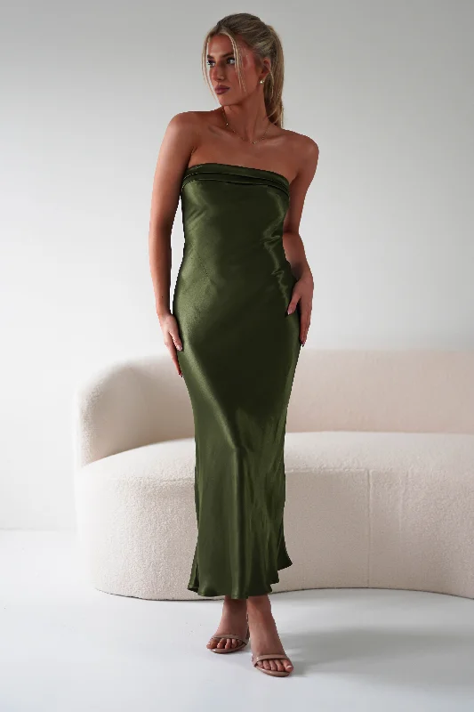Velvet midi dresses in jewel tones for a glamorous winter event Lucia Soft Satin Slip Midi Dress | Olive Velvet midi dresses in jewel tones for a glamorous winter event Lucia Soft Satin Slip Midi Dress | Olive