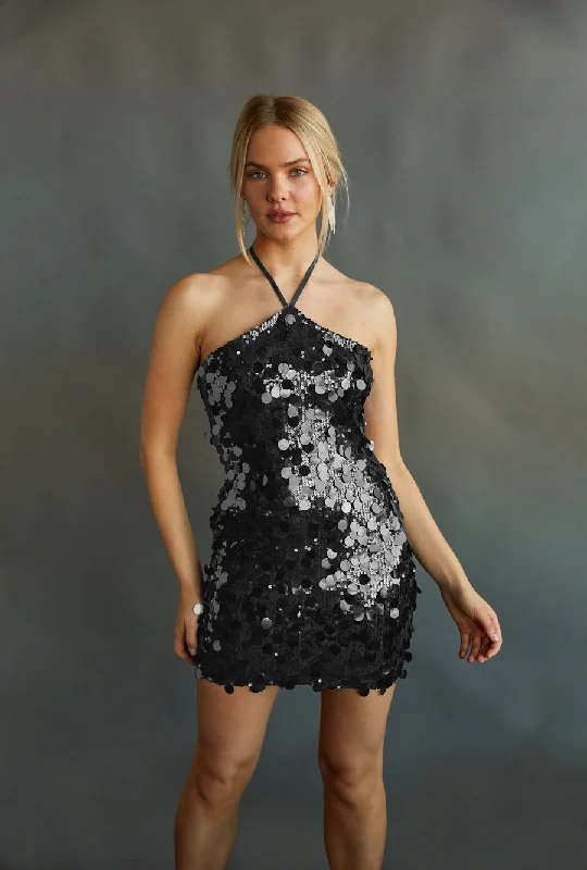 Mini dresses with embroidered details for a unique touch Elana Sequin Halter Bodycon Mini Dress Mini dresses with embroidered details for a unique touch Elana Sequin Halter Bodycon Mini Dress