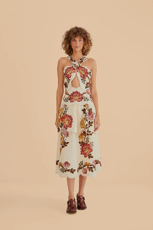 Midi dresses with off - the - shoulder necklines for a flirty look Sand Leopard Flowers Cut Out Midi Dress Midi dresses with off - the - shoulder necklines for a flirty look Sand Leopard Flowers Cut Out Midi Dress