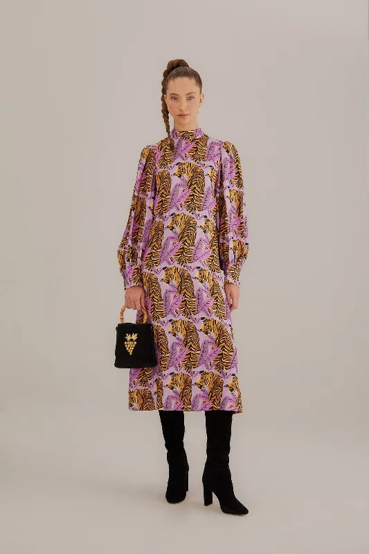 Midi dresses with bow accents for a sweet and charming look Lavender Tiger Leaves Midi Dress Midi dresses with bow accents for a sweet and charming look Lavender Tiger Leaves Midi Dress