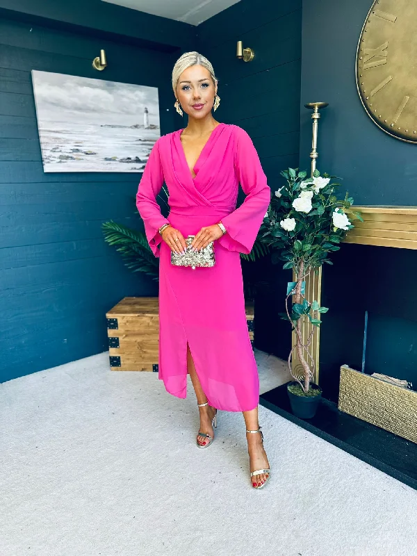 Midi dresses with empire waists for a flattering maternity option Shauna Detailed Midi Dress Fuchsia Midi dresses with empire waists for a flattering maternity option Shauna Detailed Midi Dress Fuchsia