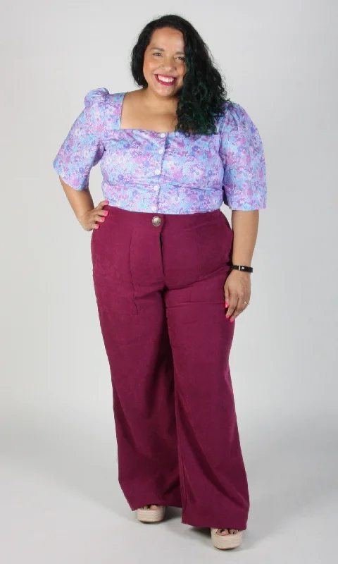 Cigarette Style Women's Printed Linen Blend Pants for Casual DaysBloodfool Pant - Mulberry Cigarette Style Women's Printed Linen Blend Pants for Casual DaysBloodfool Pant - Mulberry