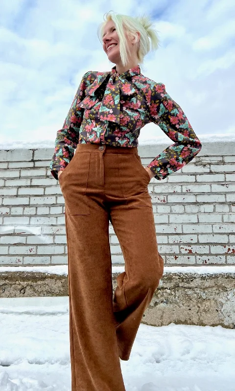 Cropped Women's Corduroy Pants in Autumn ColorsBloodfool Pant - Sepia