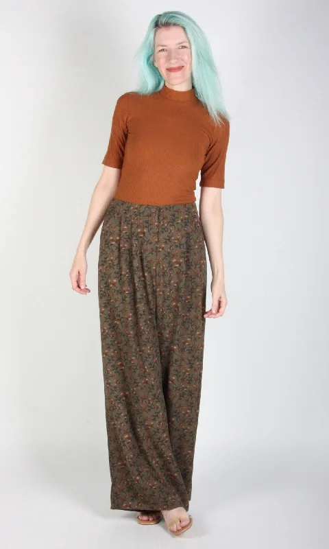 Palazzo Style Women's Printed Trousers in Bohemian PatternsBowerbird Pant - Greenwood Palazzo Style Women's Printed Trousers in Bohemian PatternsBowerbird Pant - Greenwood