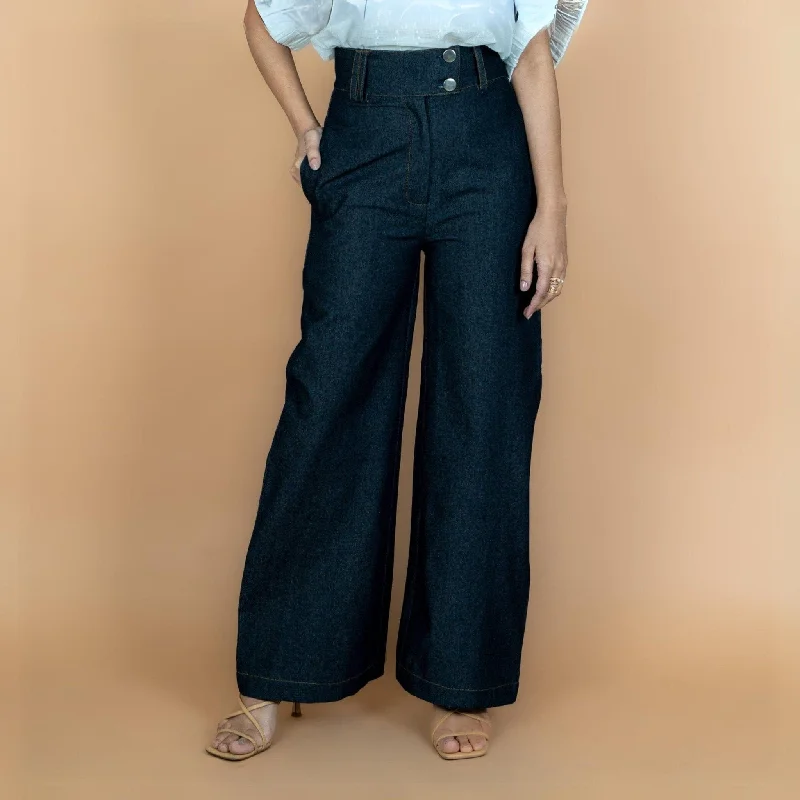 Ankle - Length Women's Printed Joggers for TravelingIndigo Cotton Denim High-Rise Flared Wide Legged Pant Ankle - Length Women's Printed Joggers for TravelingIndigo Cotton Denim High-Rise Flared Wide Legged Pant