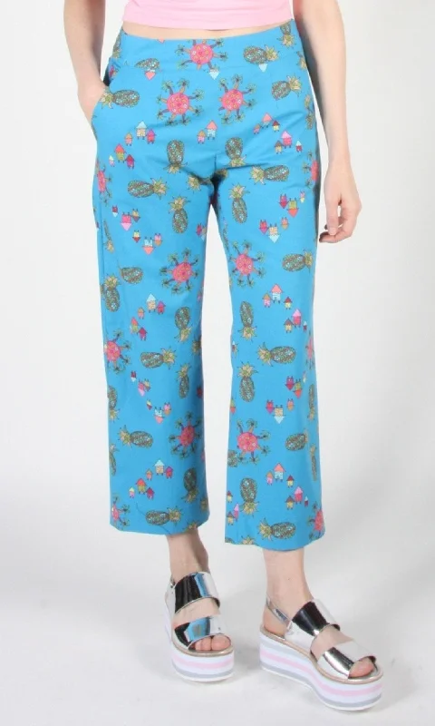 Wide - Leg Women's Chiffon Palazzo Pants for a Flowy AppealTiecel Pant - Blue Pineapple Party Wide - Leg Women's Chiffon Palazzo Pants for a Flowy AppealTiecel Pant - Blue Pineapple Party