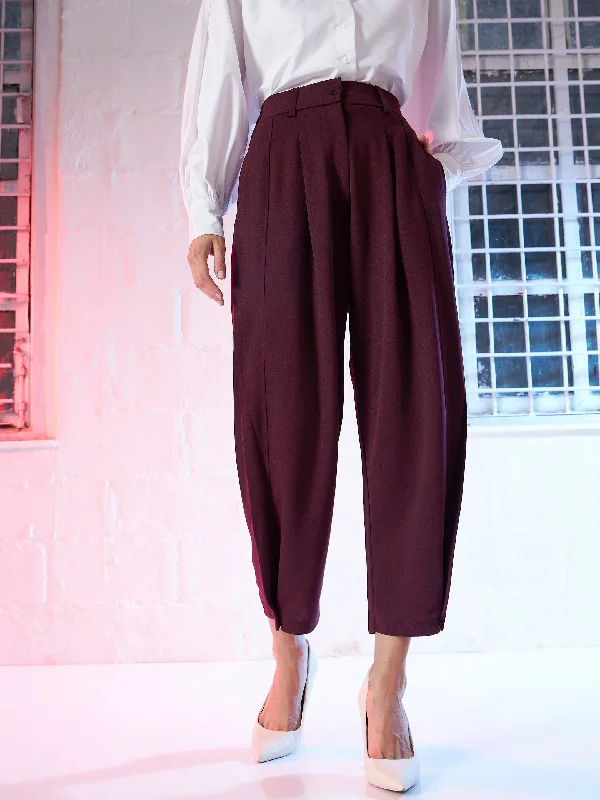 Skinny Fit Women's Leather Look Leggings for a Rocker VibeWomen Burgundy Button Hem Darted Balloon Pants Skinny Fit Women's Leather Look Leggings for a Rocker VibeWomen Burgundy Button Hem Darted Balloon Pants