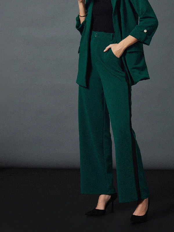 Skinny Fit Women's Leather Look Leggings for a Rocker VibeWomen Emerald Side Tape Straight Pants Skinny Fit Women's Leather Look Leggings for a Rocker VibeWomen Emerald Side Tape Straight Pants
