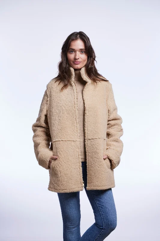 Embroidered women's cotton coats in a bohemian pattern for a unique design#140B Reversible Curly Shearling Zip Jacket SOLD OUT Embroidered women's cotton coats in a bohemian pattern for a unique design#140B Reversible Curly Shearling Zip Jacket SOLD OUT