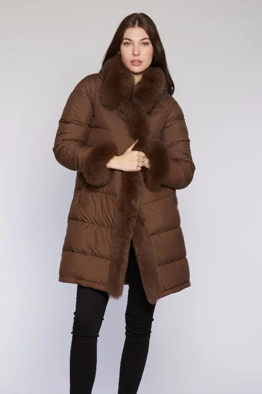 Women's pea coats with brass buttons for a nautical - inspired style#2243 Fox-Trimmed Coat Reverses to Layered Sheared Rabbit Women's pea coats with brass buttons for a nautical - inspired style#2243 Fox-Trimmed Coat Reverses to Layered Sheared Rabbit