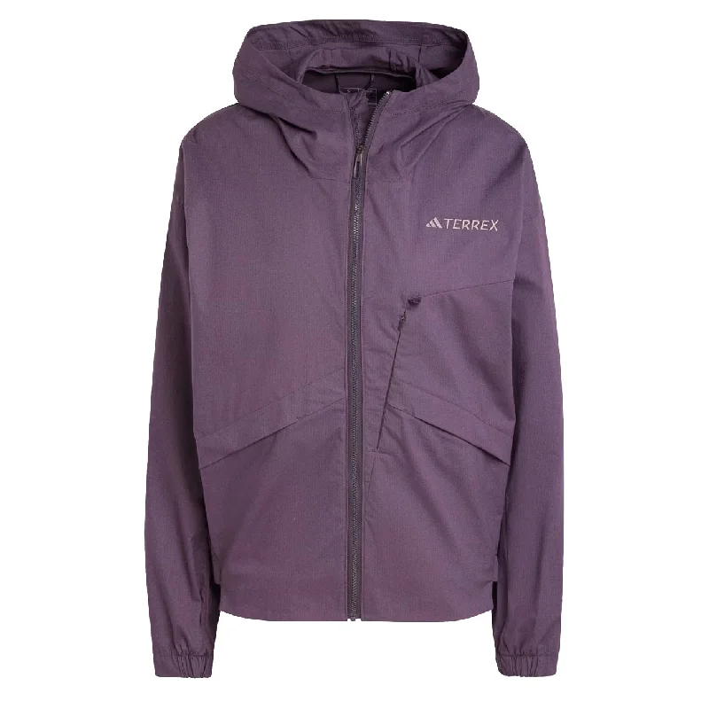 Mid - length women's down coats in a slim fit for a modern and sleek appearanceAdidas Terrex Womens Xploric Wind Jacket Aurora Black