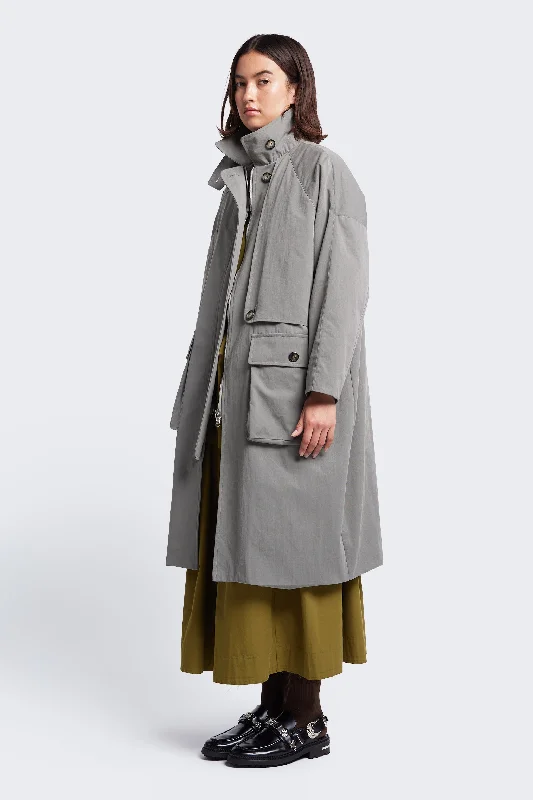 Women's long - sleeve wool coats in a houndstooth pattern for a classic charmAegis Trench Grey Women's long - sleeve wool coats in a houndstooth pattern for a classic charmAegis Trench Grey