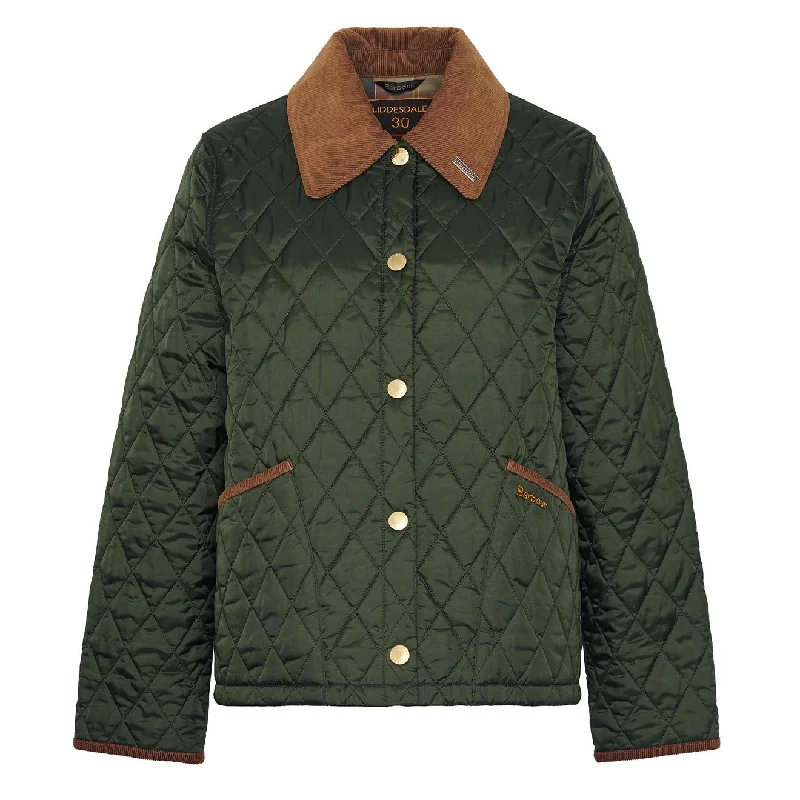 Women's long - sleeve wool coats in a houndstooth pattern for a classic charmBarbour Womens 30th Anniversary Cropped Liddesdale Olive / Classic Women's long - sleeve wool coats in a houndstooth pattern for a classic charmBarbour Womens 30th Anniversary Cropped Liddesdale Olive / Classic
