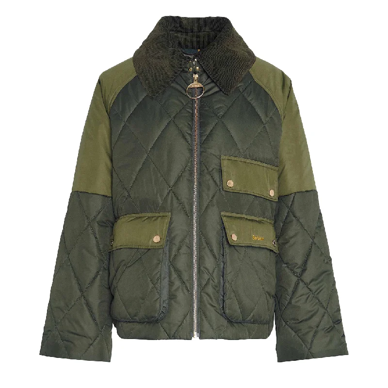 Hooded women's puffer coats in neon colors for high - visibility sportsBarbour Womens Milby Quilt Olive / Ancient Hooded women's puffer coats in neon colors for high - visibility sportsBarbour Womens Milby Quilt Olive / Ancient
