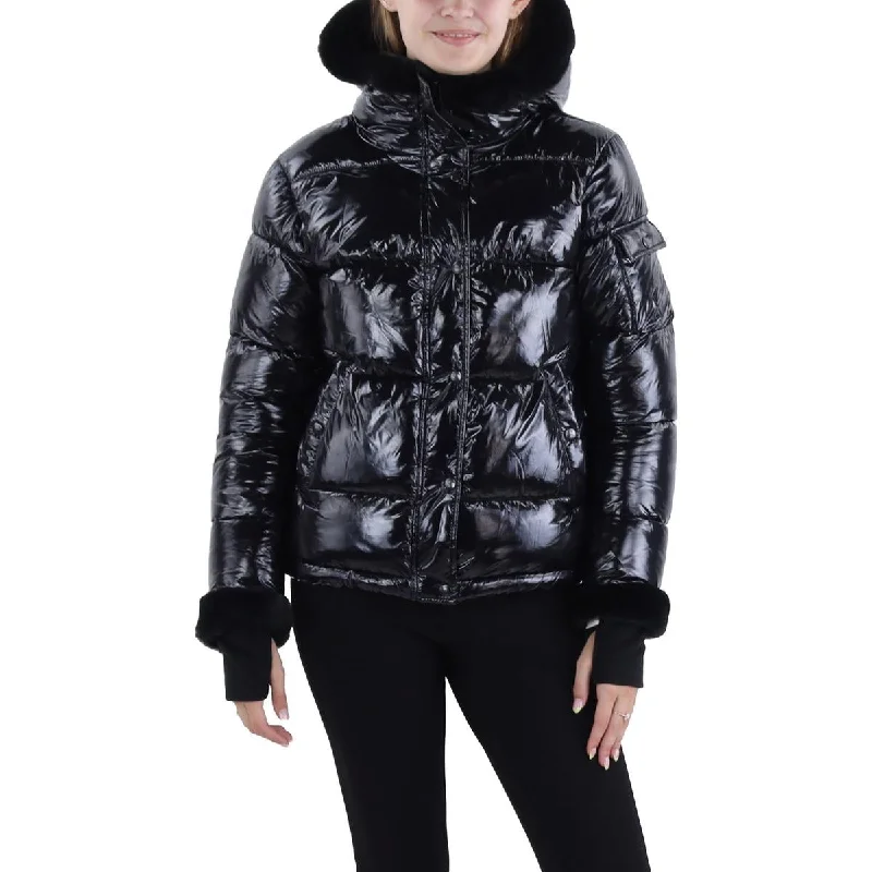 Shearling - lined women's leather coats for ultimate warmth and luxuryLacquer Jane Womens Faux Fur Trim Hooded Puffer Jacket Shearling - lined women's leather coats for ultimate warmth and luxuryLacquer Jane Womens Faux Fur Trim Hooded Puffer Jacket
