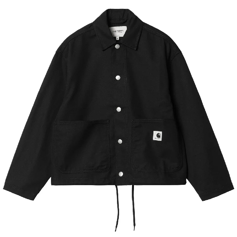 Women's pea coats with brass buttons for a nautical - inspired styleCarhartt WIP Womens Simple Shirt Jac Black Rigid Women's pea coats with brass buttons for a nautical - inspired styleCarhartt WIP Womens Simple Shirt Jac Black Rigid
