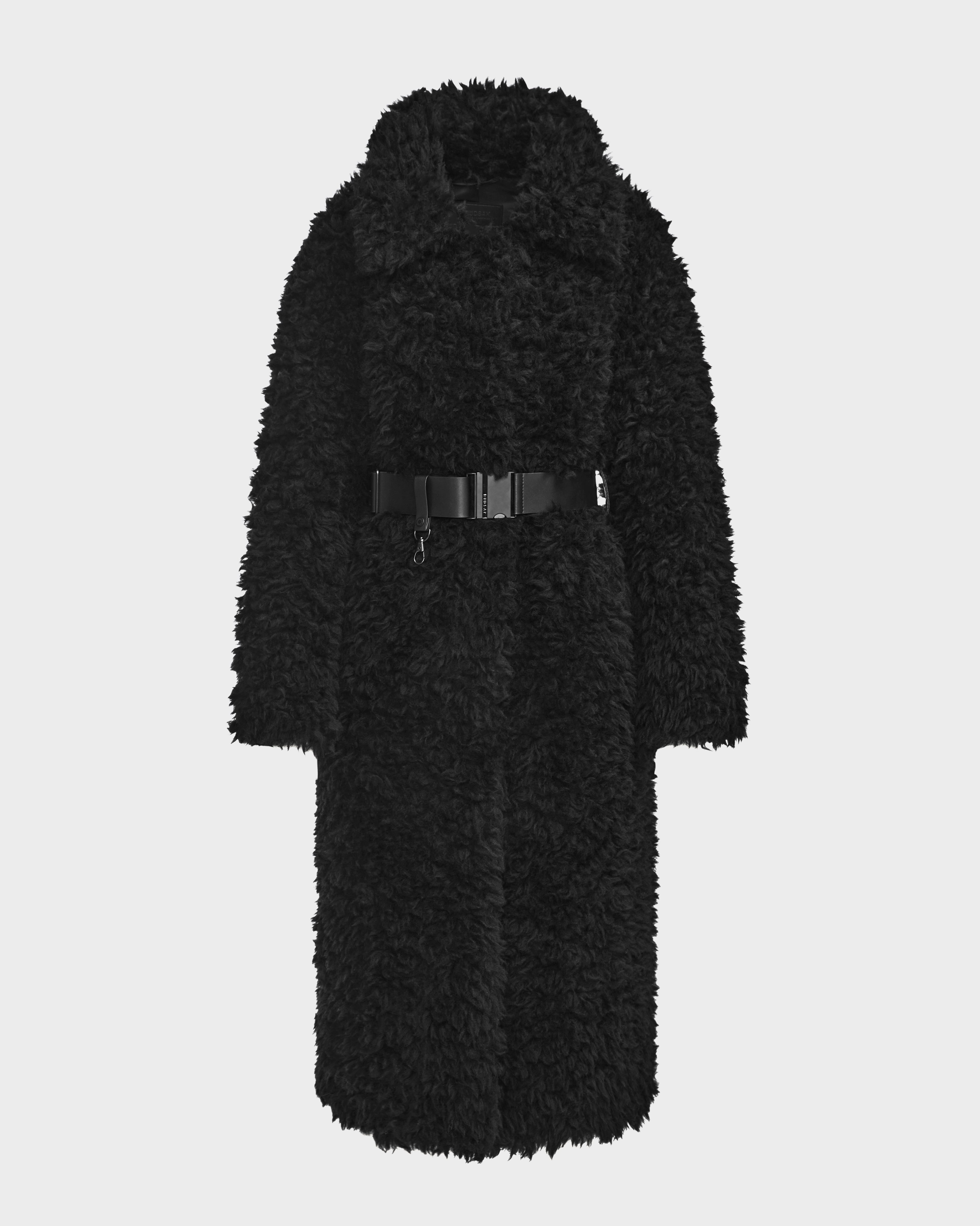 Women's knee - length wool blend coats with a fur collar for added warmthKAMILAH - 8124827 Black Women's knee - length wool blend coats with a fur collar for added warmthKAMILAH - 8124827 Black