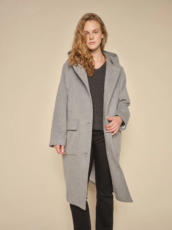 Shearling - lined women's leather coats for ultimate warmth and luxuryMMKenya Hoodie Wool Coat Shearling - lined women's leather coats for ultimate warmth and luxuryMMKenya Hoodie Wool Coat