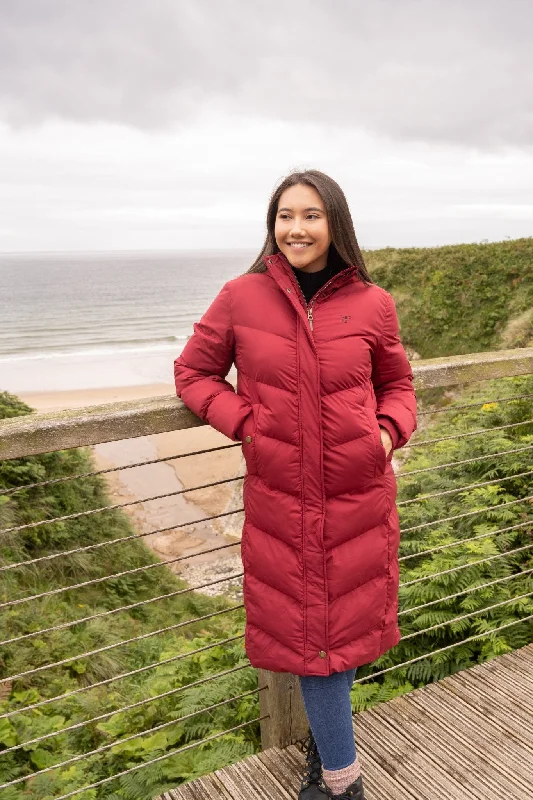 Long women's mac coats in a lightweight fabric for spring showersSavannah Coat - Maroon Long women's mac coats in a lightweight fabric for spring showersSavannah Coat - Maroon
