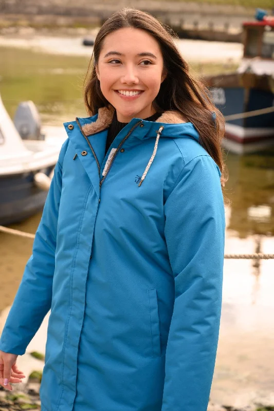 Embroidered women's cotton coats in a bohemian pattern for a unique designScarlet Coat - Teal Embroidered women's cotton coats in a bohemian pattern for a unique designScarlet Coat - Teal