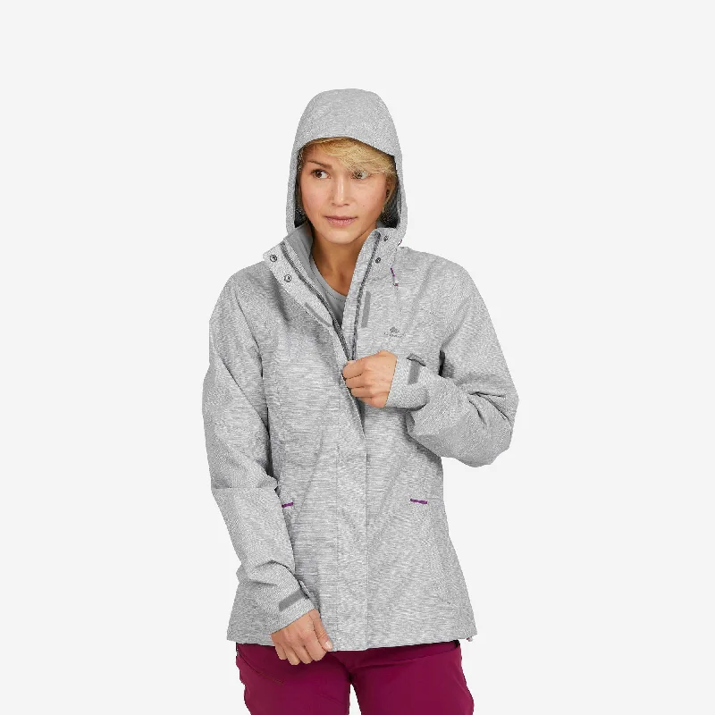 Hooded women's puffer coats in neon colors for high - visibility sportsQuechua Women's waterproof mountain walking jacket MH100 Hooded women's puffer coats in neon colors for high - visibility sportsQuechua Women's waterproof mountain walking jacket MH100