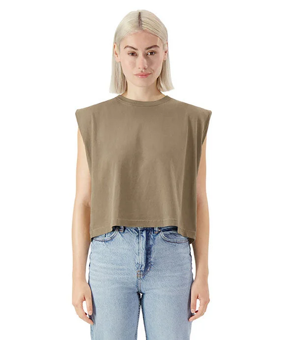 Women's graphic - printed sweatshirt featuring floral patterns for a feminine touch307GD - American Apparel Ladies Garment Dyed Muscle Tank Top | Faded Brown