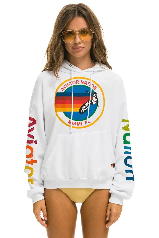 Women's zip - up sweatshirt in pastel blue for a soft and stylish outfitAVIATOR NATION MIAMI RELAXED PULLOVER HOODIE - WHITE Women's zip - up sweatshirt in pastel blue for a soft and stylish outfitAVIATOR NATION MIAMI RELAXED PULLOVER HOODIE - WHITE