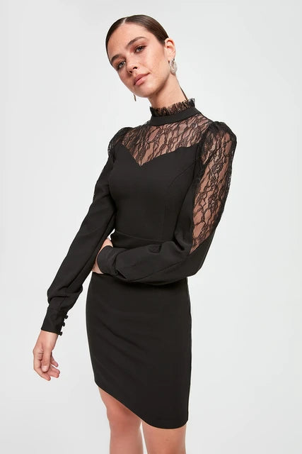 Plus Size Women Dress with a Flattering A - Line Cut for Comfort and StyleBlack dress with lace Plus Size Women Dress with a Flattering A - Line Cut for Comfort and StyleBlack dress with lace